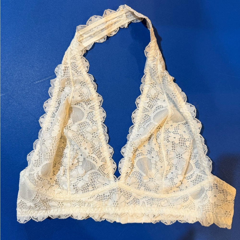 Free People Lace Halter Bralette - Cream